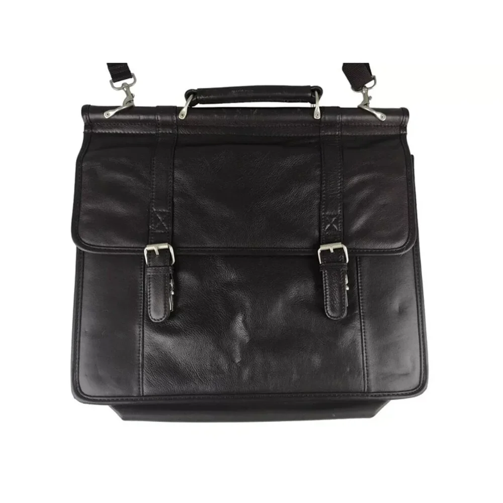 Wilsons Leather Unisex Brown Detachable Strap Top Handle Briefcase Document Case